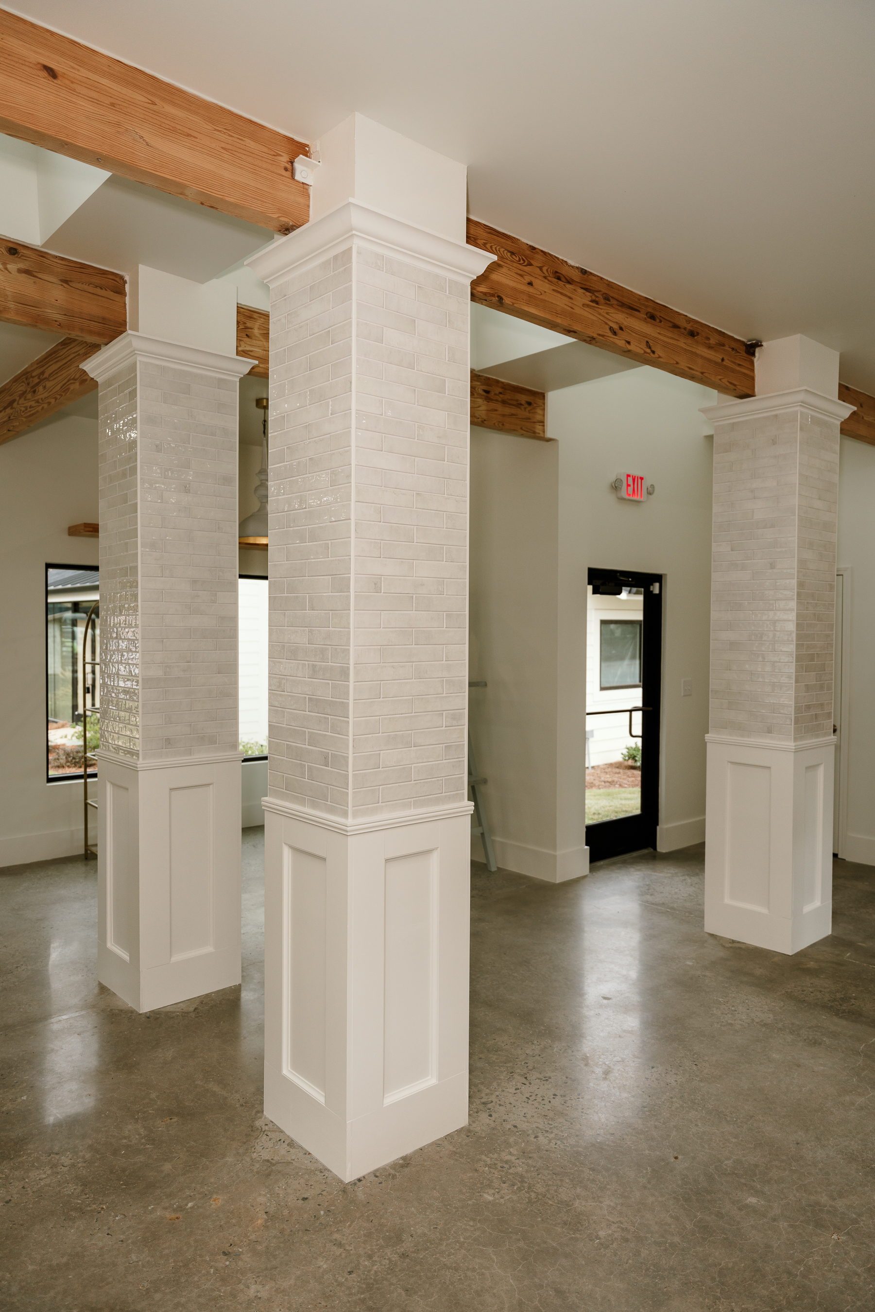 Interior - brick columns and exposed beams